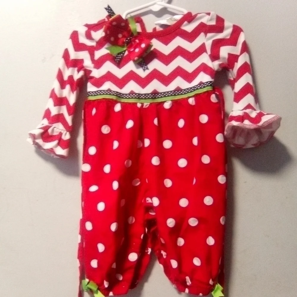 RARE addition brand girls holiday one piece festive outfit. Size 9 months.